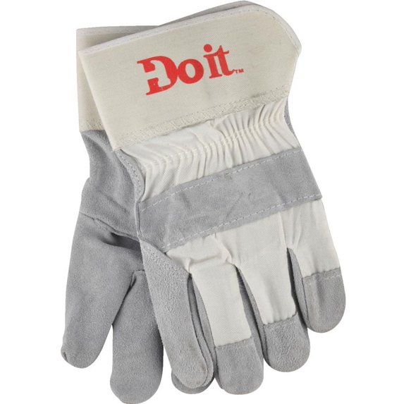 Do it Best Tools Leather Palm Work Glove - Safety Cuff - Pair, Large, Gray
