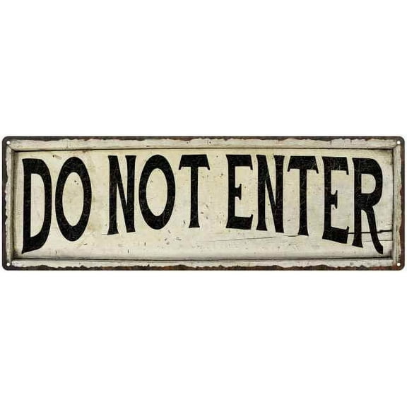 DO NOT ENTER Farmhouse Style Wood Look Sign Gift 6x18 Metal Decor 106180028145
