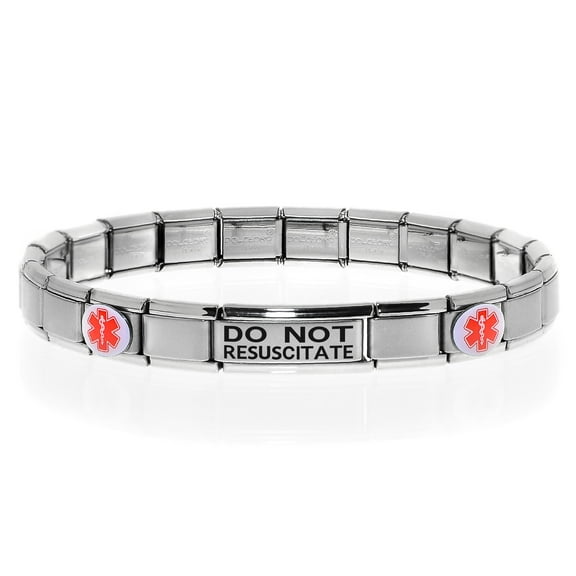 DO NOT RESUSCITATE Medical Alert ID Bracelet, Modular Charm Style - SIZE OPTION B