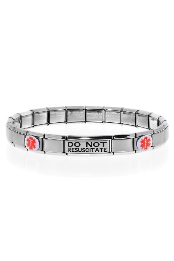 DO NOT RESUSCITATE Medical Alert ID Bracelet, Modular Charm Style - SIZE OPTION D