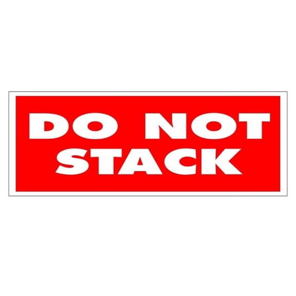 DO NOT Stack Labels, 4" x 1.5", Paper, Red & White, Adhesive Backed - Roll of 500 Labels