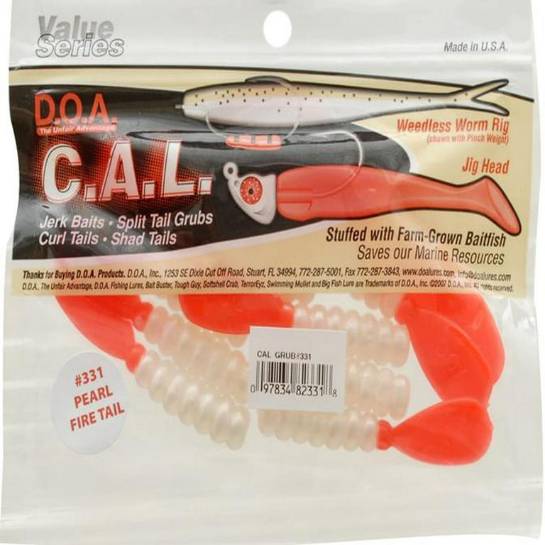 DOA 82331 C.A.L. Paddle Tail Grub 3 Pearl/Firetail 12 Per Pack