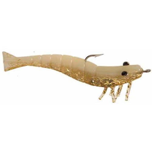 DOA FSH3-3P-309 Shrimp Lure 3 1/4 oz Glow/Gold Rush Belly 3 Per Pack 
