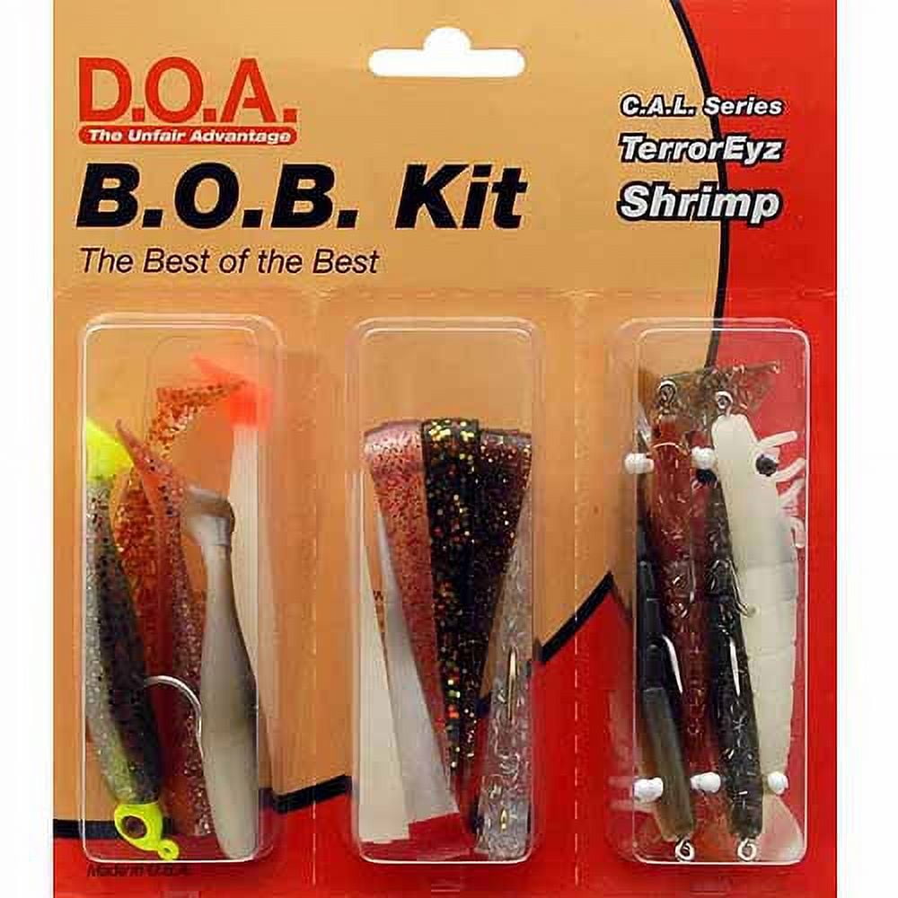 DOA Fishing Lure 16000 B.O.B Kit 4/3" Shrimp 5 Shad Tails 6/TerrorEyz
