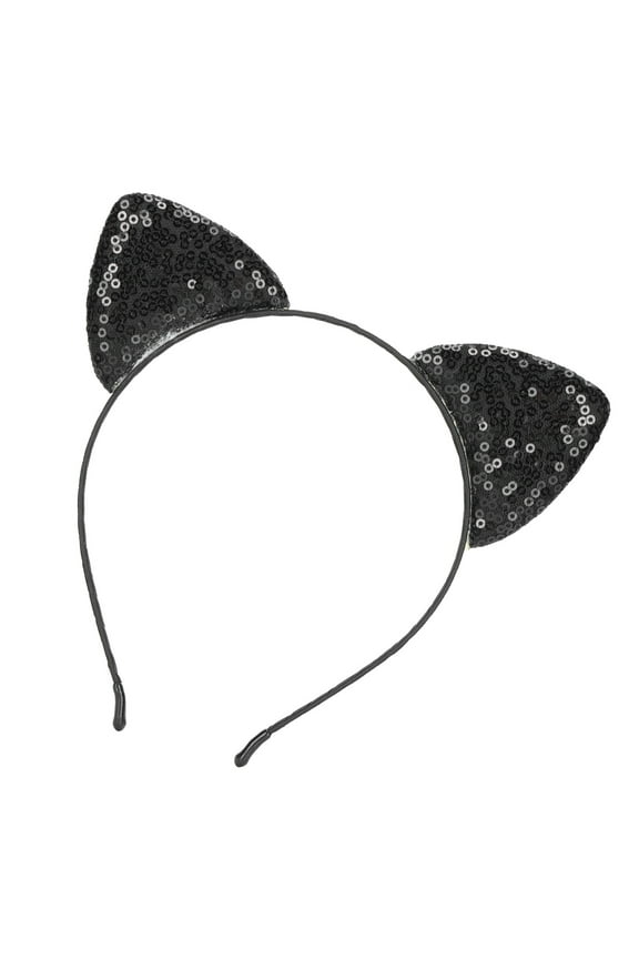 DOACT Cat Ear Decoration,Reversible Sequin Cat Ears Headband Shiny Cat Ear Hair Hoops Women's Kitty Hair Accessories,Party Cat Ear Headbands