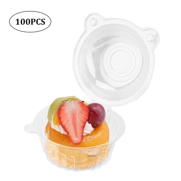 DOACT Clamshell Takeout Tray (100 Count) - Dessert Containers - Plastic Hinged Food Container - Disposable Plastic Clamshell Food Containers for Fruit Salads