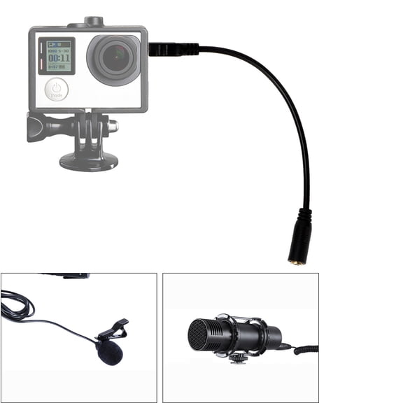DOACT Microphone Adapter Cable, Mini USB to 3.5mm Three Pole Audio Jack Microphone Adapter Cable for Camera