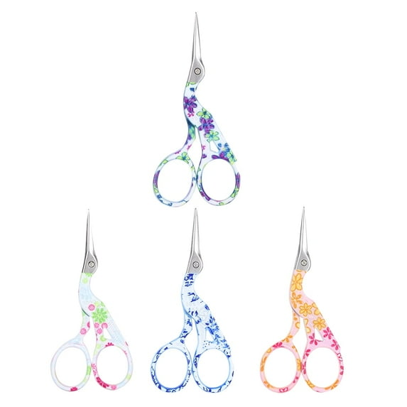 DOACT Stich Scissors,4Pcs Crane‑Shaped Scissors ‑Stich Embroidery Retro Sewing Thread Yarn Tea Scissors 3.5in,Cross