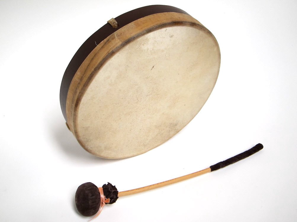 DOBANI Pretuned Goatskin Head Wood Frame Drum w/ Beater 10"x2"