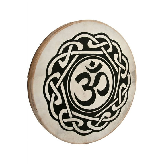 DOBANI Pretuned Goatskin Head Wood Frame Drum with Beater 22-by-2-Inch Om