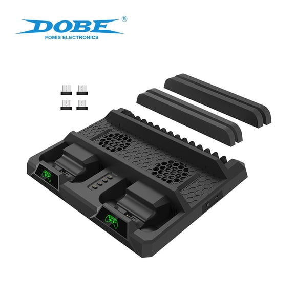DOBE Xbox One S/X All-in-One Cooling Charging Stand, Cooling Fan Dock with Dual 1400mAh Rechargeable Battery Pack