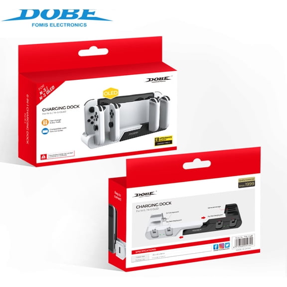DOBE 4-in-1 Quad Charging Dock for Nintendo Switch Joy-Con Controllers - LED Charge Indicator Base, Space-Saving Design, Plug-and-Play Charging Station for Up to 4 Joy-Cons