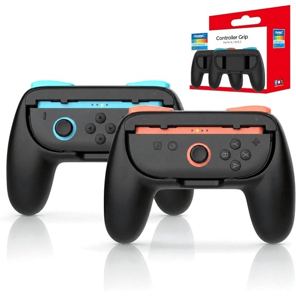 DOBE Controller Grip 2-Pack for Switch 2 Joy-Con, Ergonomic Gamepad Grips with Extension Supports, Comfortable Tabletop Multiplayer Holder, Controllers Not Included