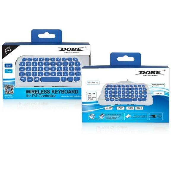 DOBE PS4/PS4 SLIM 2.4G Wireless Keyboard Keypad Message Chatpad Controller for PS4 Pro PS4 Slim White Blue