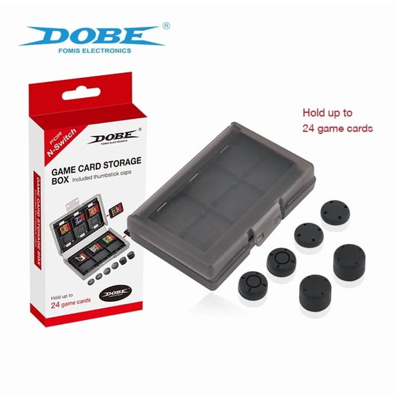 DOBE Switch Game Card Case & Thumb Grips Bundle - Compatible with Switch OLED/Standard | 24-Slot Cartridge Storage + Anti-Slip Silicone Grips