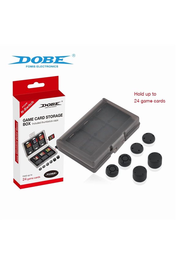 Switch Game Card Case & Thumb Grips Bundle - Compatible with Switch OLED/Standard | 24-Slot Cartridge Storage + Anti-Slip Silicone Grips