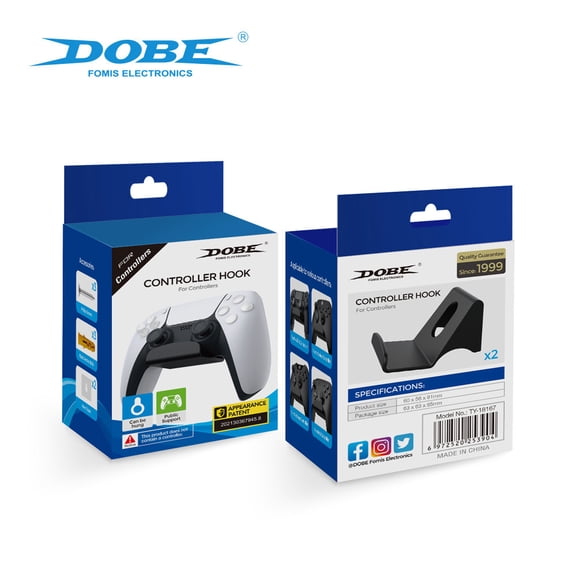 DOBE Universal Gaming Controller Hooks - Wall-Mounted & Desk-Mounted Storage for PS5 DualSense, Xbox One/Series X/S & Switch Pro Controllers, Heavy-Duty Adhesive/Drill-Free Installation