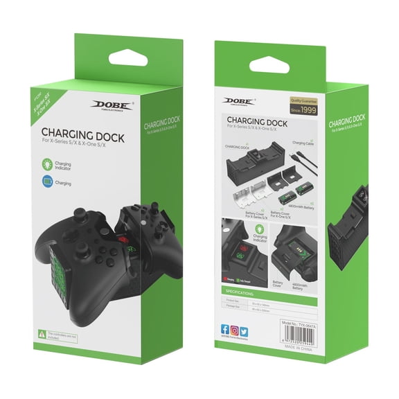 DOBE Xbox Universal Controller Charging Kit - Dual Dock Station for Xbox Series S/X & Xbox One Controllers | Includes 2x 1200mAh Rechargeable Batteries, LED Indicators, Overcharge Protection