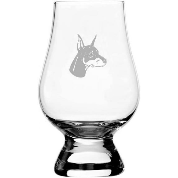 DOBERMAN PINSCHER Dog Themed Etched 6.5oz Glencairn Whisky Glass