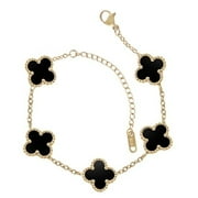 DOBLT 18K Gold Plated Clover Bracelet Set for Women Fashion Simple Four Leaf Lucky Flower Bracelets Jewelry Gifts for Women Mom Sister Besties Grandmother wife Her