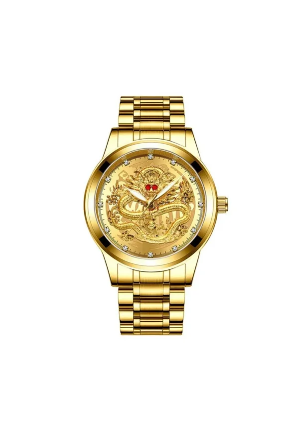 Men's Luxury Gold Stainless Steel Watch - Waterproof Diamond Quartz Business Watch, Classic Dress Wristwatch for Professional Men, Elegant Gift for Husband, Dad, Graduation, Anniversary