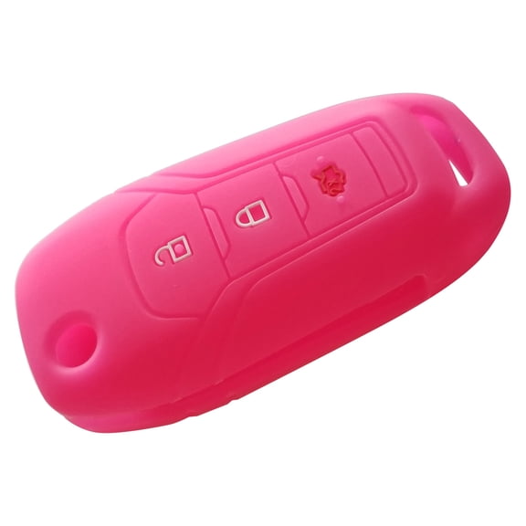 DOBREV 3 Buttons Silicone Case Protector Key Fob Cover Smart Car Remote Holder for FORDRanger 2017 2018 2019 2020 F-150 F-450 F-550 F-650 F-750 Super Duty Explorer Ranger Flip Key Fob Remote (pink)