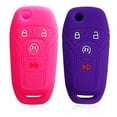 thumbnail image 1 of DOBREV Silicone 4 Buttons Smart Key Case Cover Skin Fob Holder for FORD Ford F-Series F-150 2017 2018 Ford F-Series F-250 F-350 F-450 F-550 Flip Key Fob Remote with Start Button (purple and pink), 1 of 3