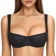 thumbnail image 1 of Women's Balconette Bra Sexy Lace Demi Underwire Plus Size Lightly Padded Bralette, 1 of 5