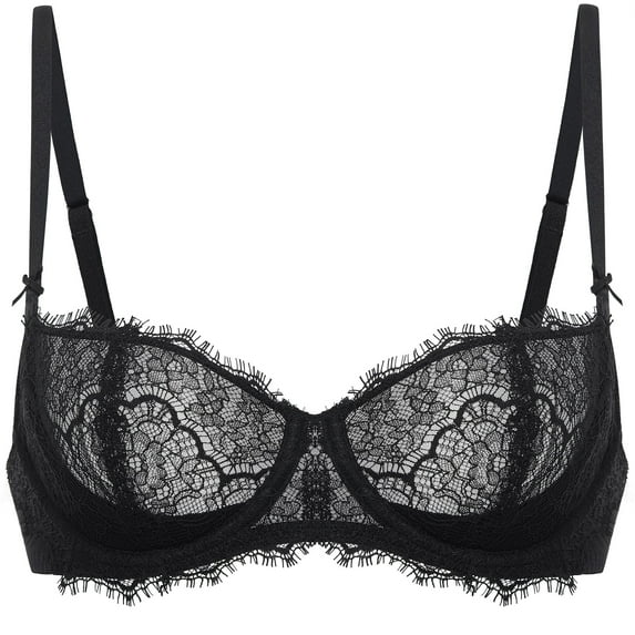 Women's Balconette Sexy Unlined Bra Lace Push Up Plus Size Bras See Through Underwire