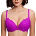 thumbnail image 1 of DOBREVA Women's Lace Push Up Bra Underwire, Padded, Full Coverage, Everyday Bras, 1 of 3
