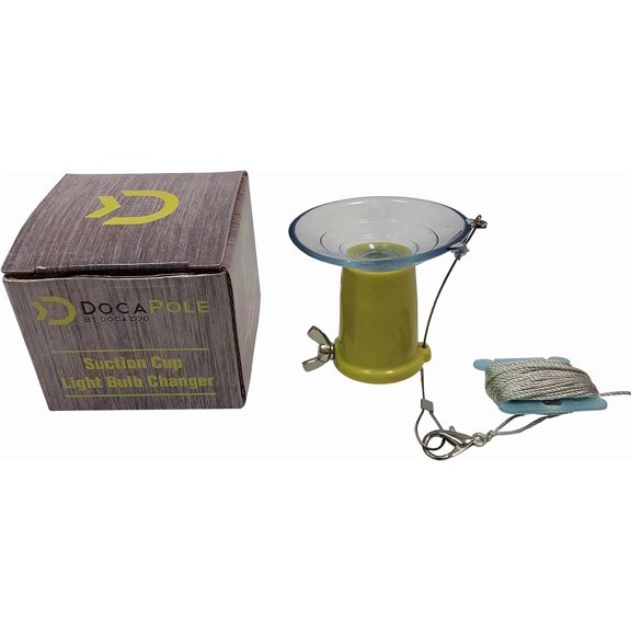 DOCA Light Bulb Changer for High Ceilings Attachment for Extension Pole, Heavy Duty Telescoping Pole for Changing Recessed Lights and Outdoor Flood Lights - Suction Cup