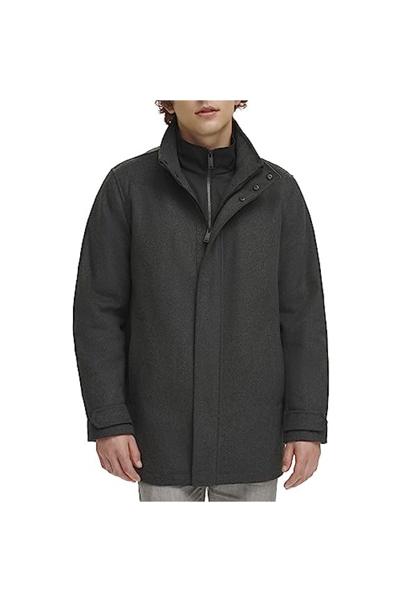 MEN'S WOOL MELTON TWO POCKET FULL LENGTH DUFFLE - SIZE: MEN S - CHARCOAL