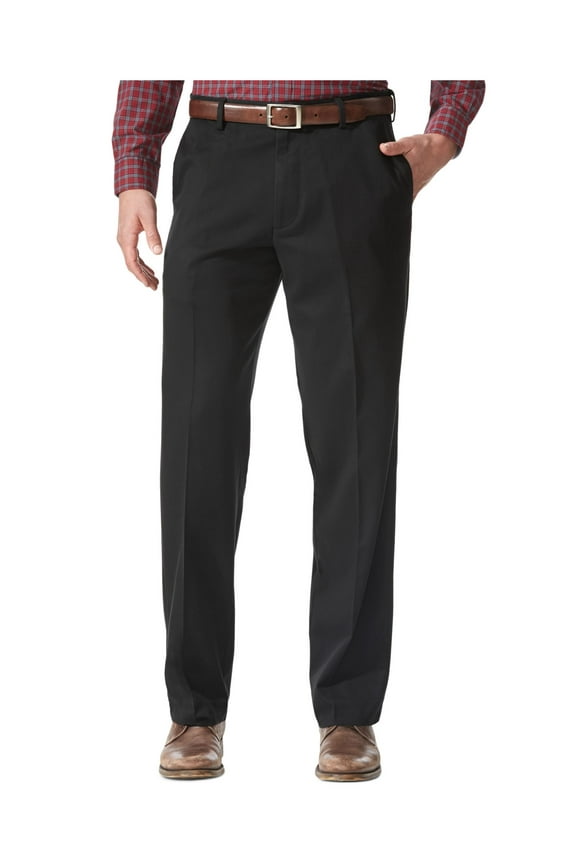 Mens Black Stretch, Relaxed Fit Cotton Pants 38 X 30