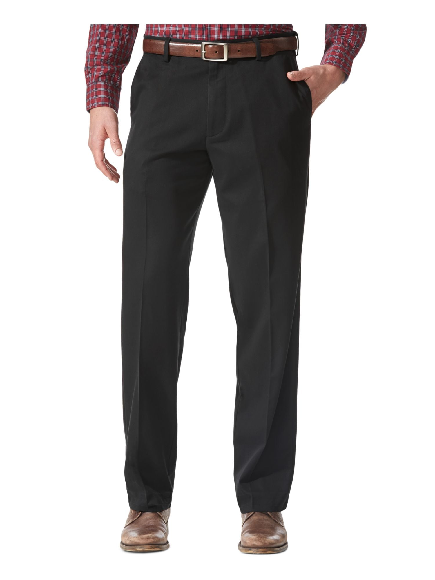 DOCKERS Mens Black Stretch, Relaxed Fit Cotton Pants W34/ L32