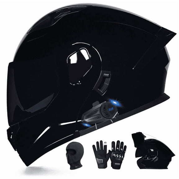DOCRELD Bluetooth Modular Motorcycle Helmet,Motorcycle Helmet,DOT Approved,Dual Visor Full Face Flip up Integrated Motorcycle Helmets,Built-in Dual Speaker Microphone,Waterproof Adults Men Women