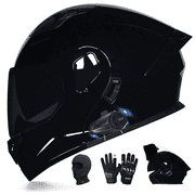DOCRELD Bluetooth Modular Motorcycle Helmet,Motorcycle Helmet,DOT Approved,Dual Visor Full Face Flip up Integrated Motorcycle Helmets,Built-in Dual Speaker Microphone,Waterproof Adults Men Women