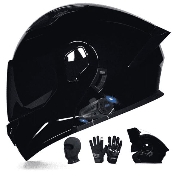 DOCRELD Bluetooth Modular Motorcycle Helmet,Motorcycle Helmet,DOT Approved,Dual Visor Full Face Flip up Integrated Motorcycle Helmets,Built-in Dual Speaker Microphone,Waterproof Adults Men Women