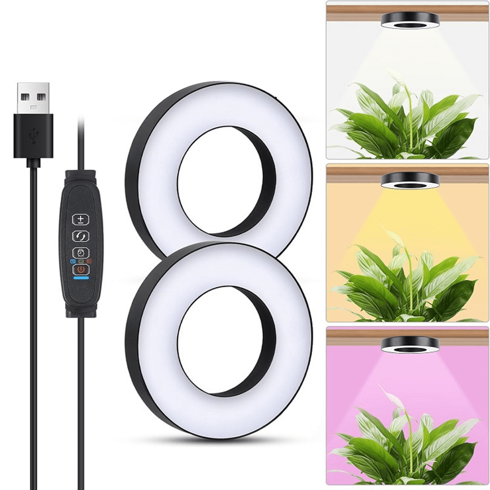 DOCRELD Ceiling Grow Lights for Indoor Plants,LED Full Spectrum Halo ...