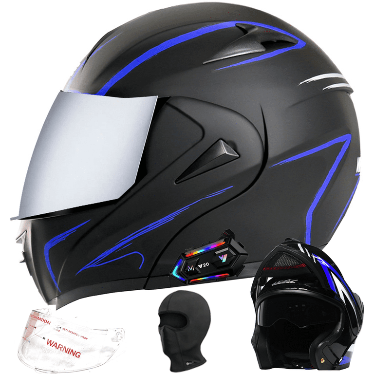 full face motorcycle helmet with built in speakers Bluetooth Modular Helmet, DOT Approved Flip Up Integrated Helmet, Double Visor Built-in Dual Speaker Microphone, for Adults Men and Women XS~XL : Automotive allowing bikers to communicate or enjoy audio while riding Motorcycle Helmet Built-in Camera with