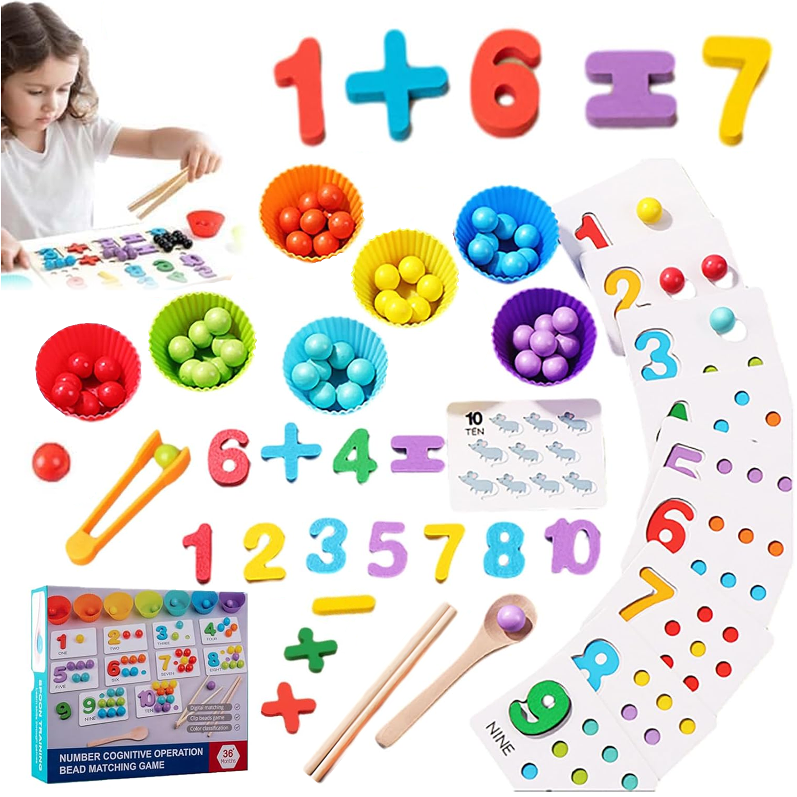 DOCRELD Montessori Arithmetic Math Toy Set,Montessori Math,Learning ...