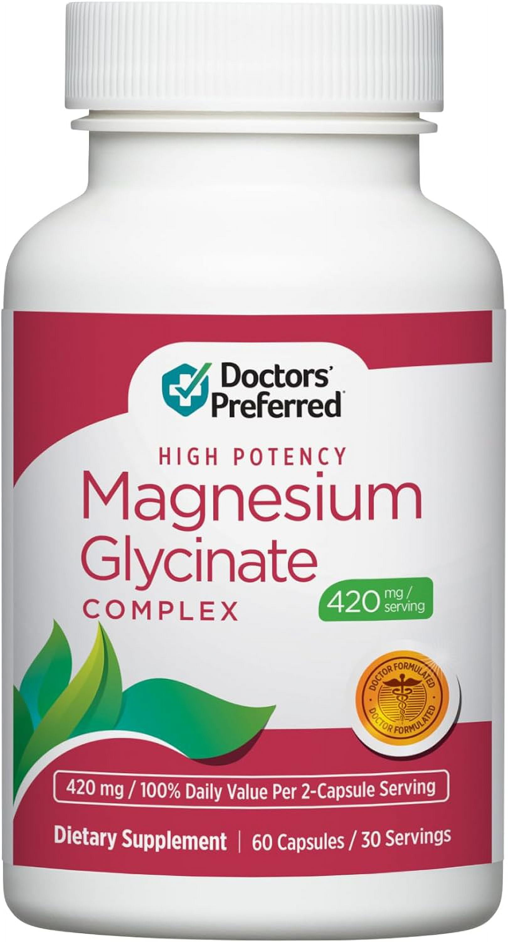 DOCTORS' PREFERRED High Potency Magnesium Glycinate Complex Gentler on
