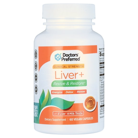 DOCTORS’ PREFERRED Liver+ Revive & Restore 10-in-1 Formula with Clinically Validated 4’Liver and Milk Thistle for Healthy Lipid Profile, Feeling Energized, Daily Support for Detox Functions - 60 Caps