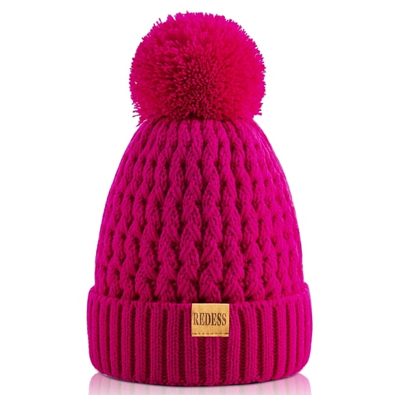 REDESS Kids Winter Beanie Hat, Knit Skull Cap for Girls Boys 3-9 Years Old