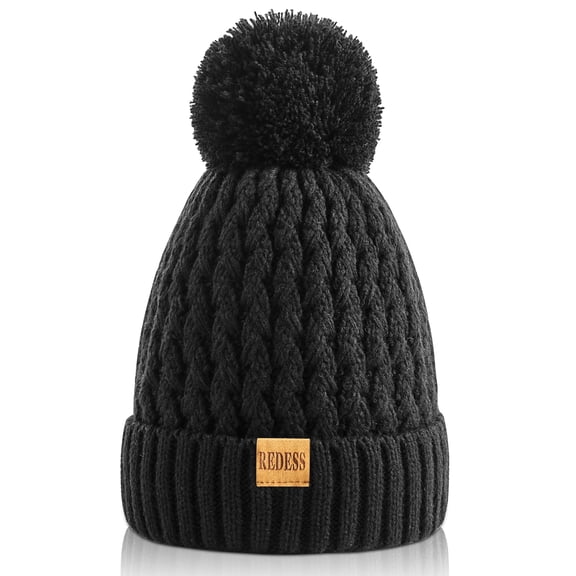 REDESS Kids Winter Beanie Hat, Knit Skull Cap for Girls Boys 3-9 Years Old