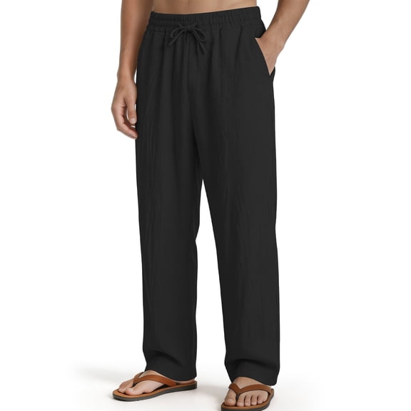 DOCVIT Mens Casual Pants Side Pockets Loose Fit with Elastic Waist Drawstring S-XXL