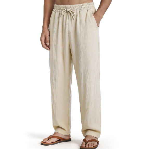 DOCVIT Mens Casual Pants Side Pockets Loose Fit with Elastic Waist Drawstring S-XXL
