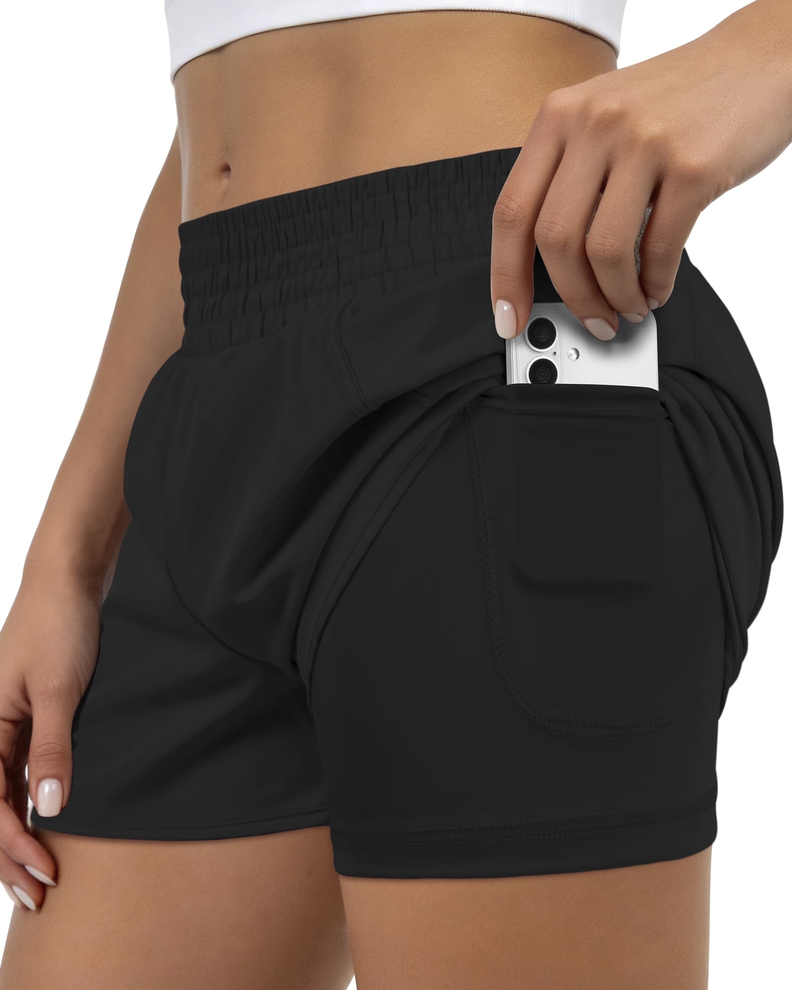 Running Shorts for Women High Waisted Elastic Fitness Clothing with Pockets Athletic Shorts for Women