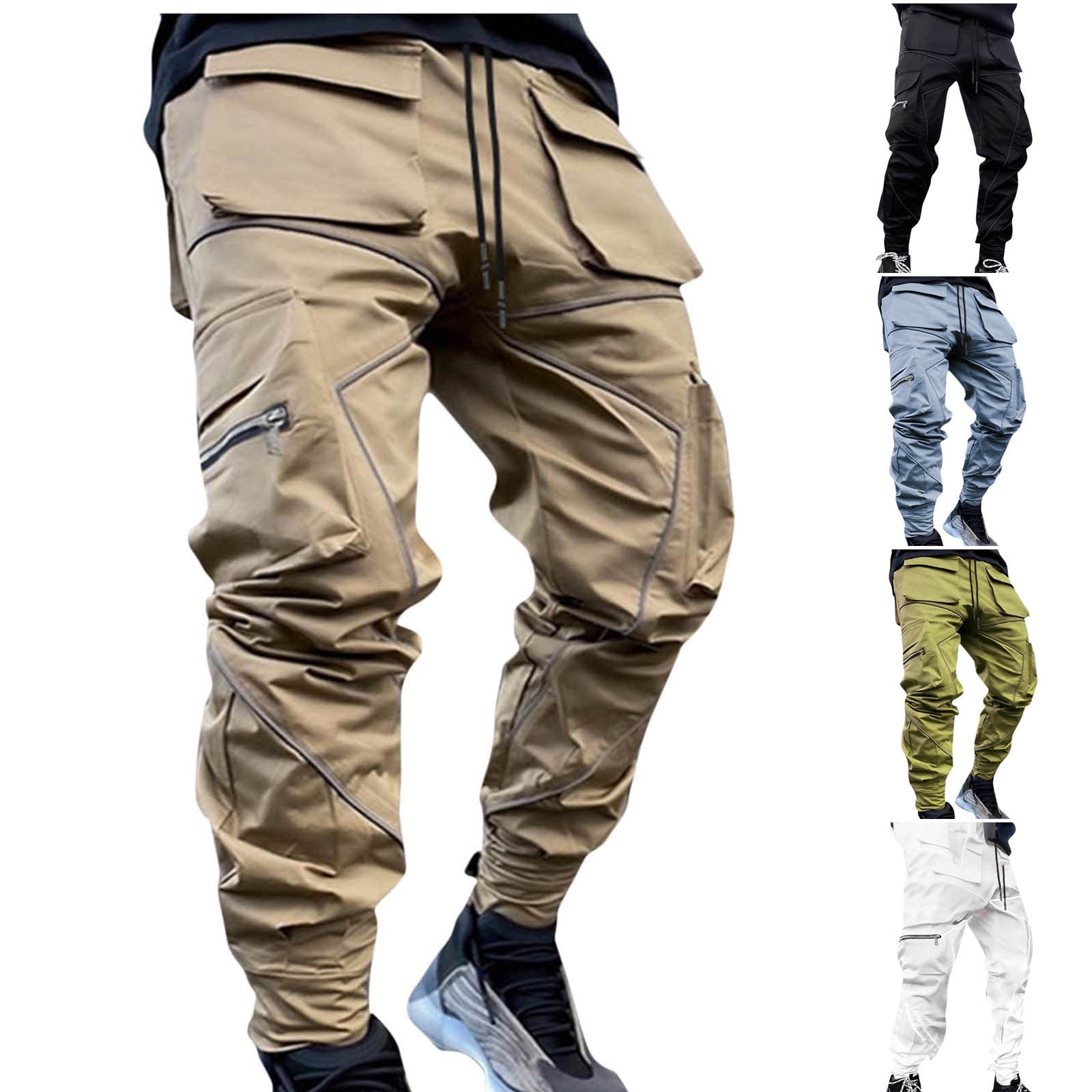 DODADAWANJ Active Fit Cargo Pants for Men with Multi Pockets Drawstring ...