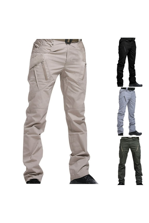 Big and Tall Men's Cargo Tactical Pants with Multi Pockets Loose Fit Wide Leg Cargo Hiking Pant Casual Comfort Waist Military Trousers for Workout Trainning Black XXXXXL