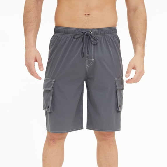 DODADAWANJ Big and Tall Cargo Shorts for Men Wide Leg Elastic Waist Drawstring Summer Shorts Knee Length Multi Pockets Casual Short 34